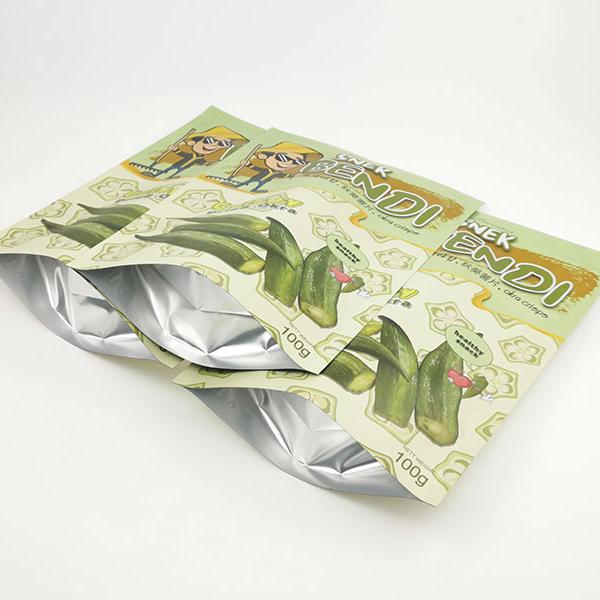 digital printed pouch with zipper for okra dried fruits 