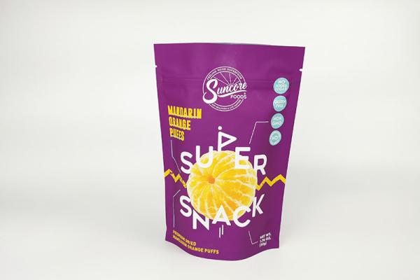 low MOQ matte stand up pouch with zipper for super snack