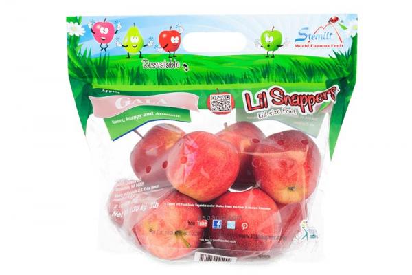 resealable vented pouch for kid size fruit