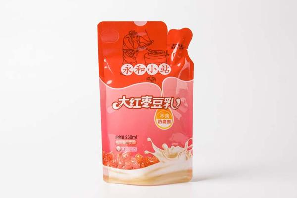 standing up pouch with straw for soya-bean milk